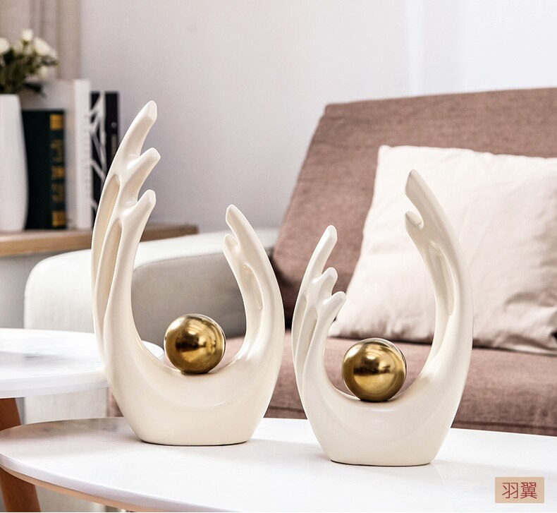 Modern Abstract Twisted Ring Statue Home Crafts Living Room Decoration Objects Office Ceramic Sculpture Accessories Gifts