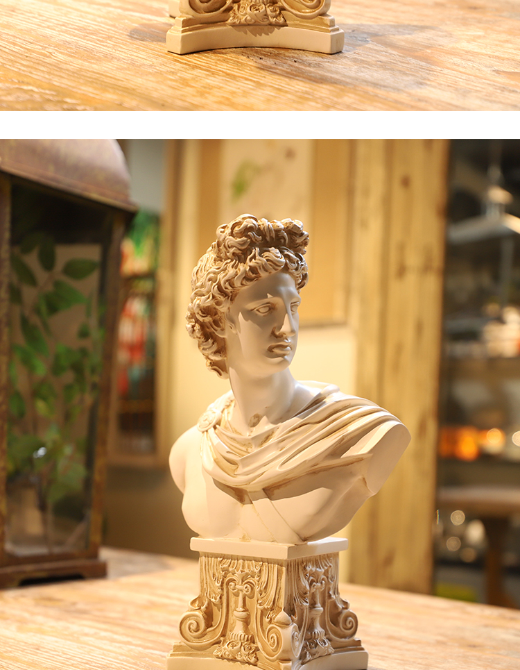 30cm Apollo Bust Statue Adelos Greek Mythology Resin Craftwork Office Hotel Living Room Decoration Gift