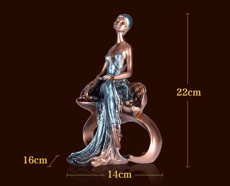 Creative Sexy Lady With Glasses Sitting On A Stool Resin Character Portrait Figurines Desk Table Living Room Bedroom Decorations