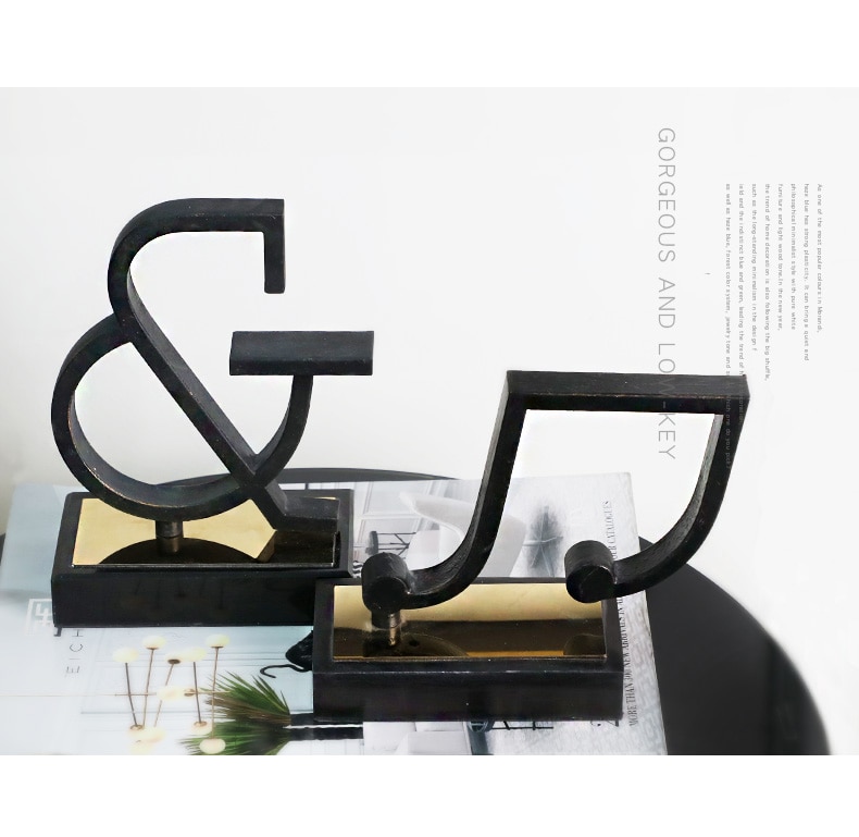 Home Decoration Accessories Black Metal Music Symbol Decoration Figurine Living Room Ornament Objects Office Black Marble Gifts