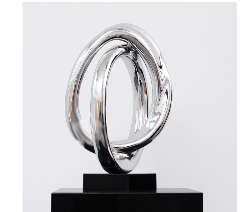 Modern Cross Ring Sculpture Plating Resin Sculpture Abstract Sculpture Black Marble Base Statues For Home Decoration Accessories