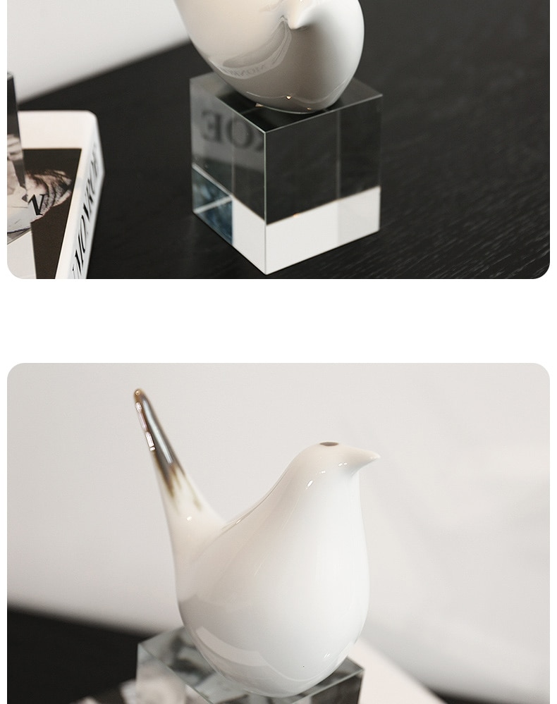 Nordic Geometric Ceramic Bird Abstract Sculpture Figurine Ornaments Home Decor Accessories Modern Art Crystal Craft Wedding Gift
