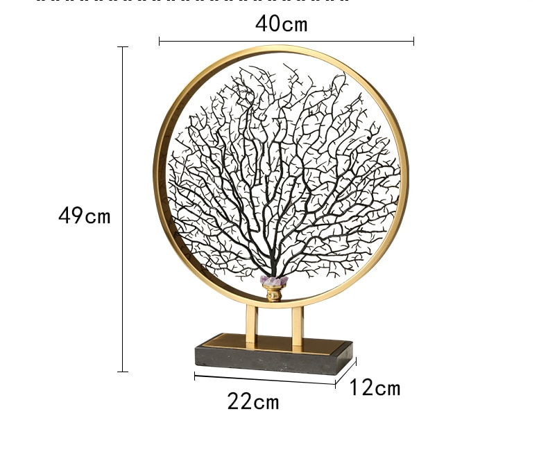 Nordic Coral Tree Sculpture With Purple Crystal Stone Statue For Home Decoration Accessories Living Room Decor Marble Crafts