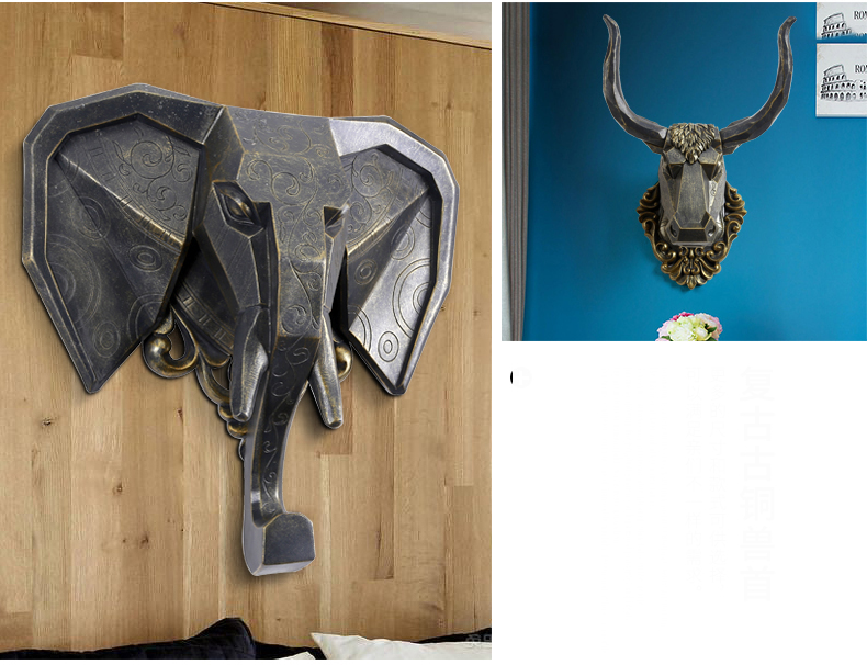 Bronze Color Origami Animal Head Sculpture Home Decoration Accessories Rhino Antelope Elk Horse Head Statue Room Wall Decor