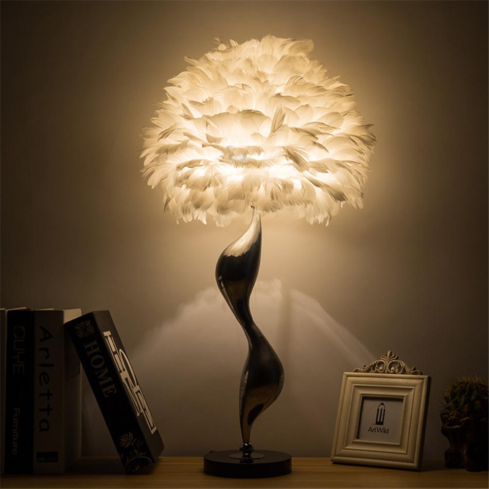Nordic Luxury White Feathers Floor Lamp Modern LED Metal Flower Floor Standing Lamp Living Room Princess Room Decor Floor Light