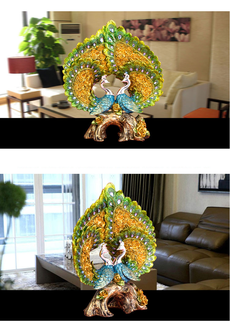European Love Peacock Figurines High-end Home Creative Decoration Resin Peacock Living Room Wine Cabinet Wedding Business Gifts