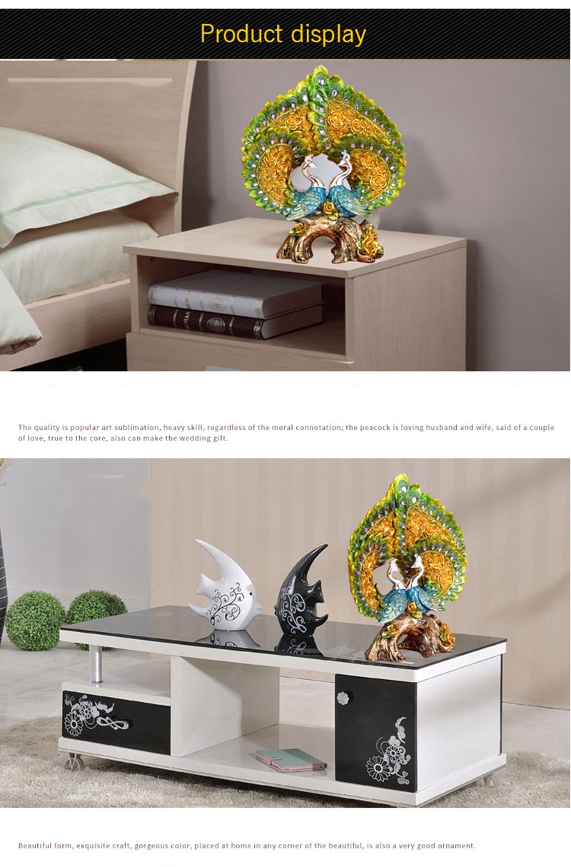 European Love Peacock Figurines High-end Home Creative Decoration Resin Peacock Living Room Wine Cabinet Wedding Business Gifts