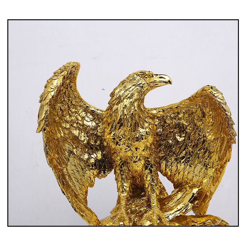 Gold Color Eagle Ornaments Spread Wings Eagle Trophy Figurines Crafts Home Office Decoration Resin Animal Miniature Model Gifts