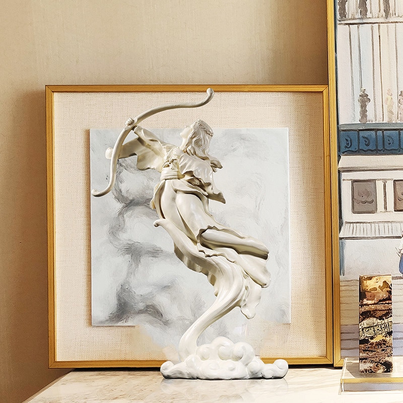 Nordic Resin Mermaid Angel Statue Decoration TV Cabinet Study Room Figurines Crafts Home Livingroom Table Sculpture Ornaments