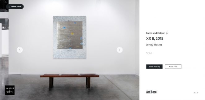 آرت بازل تطلق غرف العرض الرقمي آرت بازل آرت بازل تطلق عرضًا افتراضيًا Hauser Wirth Jenny Holzer XX 8 2015 Art Basel Hong Kong غرفة عرض عبر الإنترنت 662x323