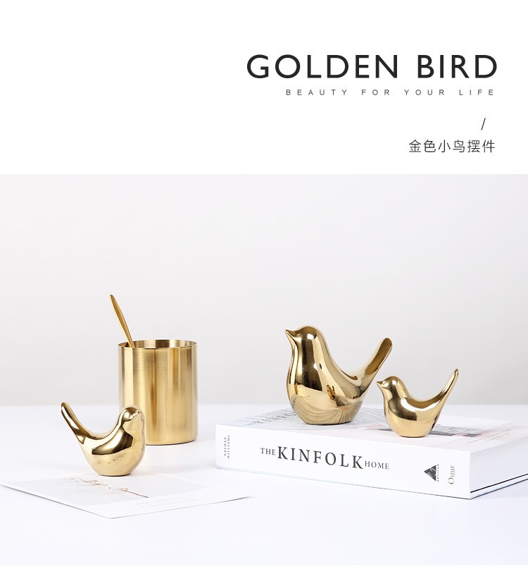2020 Creative Gold Decorations Ceramic Golden Bird Figurines Home Decoration Accessories Bird Figure Fashion Wedding Ornaments