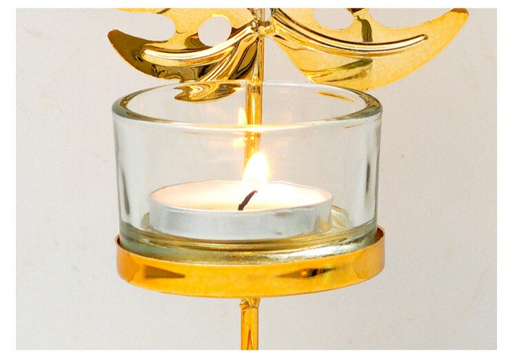 Nordic Metal Candle Holder Gold Leaves Candlestick Dining Table Candle Stand Wedding Living Room Romantic Dinner Home Decor Gift
