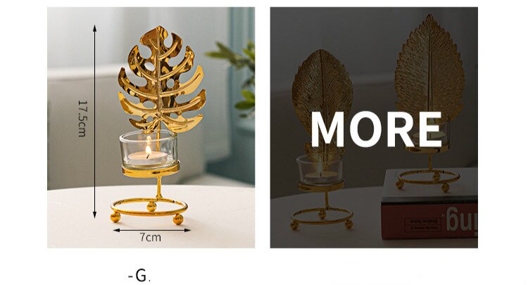 Nordic Metal Candle Holder Gold Leaves Candlestick Dining Table Candle Stand Wedding Living Room Romantic Dinner Home Decor Gift
