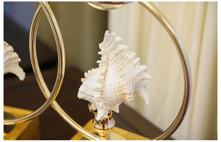Home Decoration Accessories Conch With Transparent Glass Ball Decoration Figurine Living Room Ornament Objects Office Alloy Gift