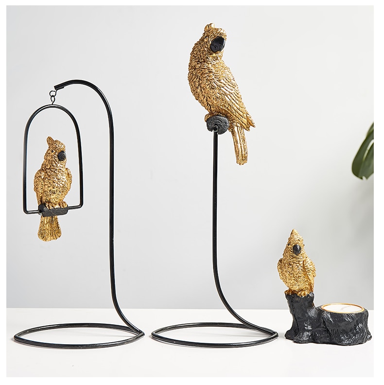 Postmodern Resin Animal Model Decortive Neoclassical Iron Home Decoration Accessories Bird Miniature Figurines Room Desk Decor