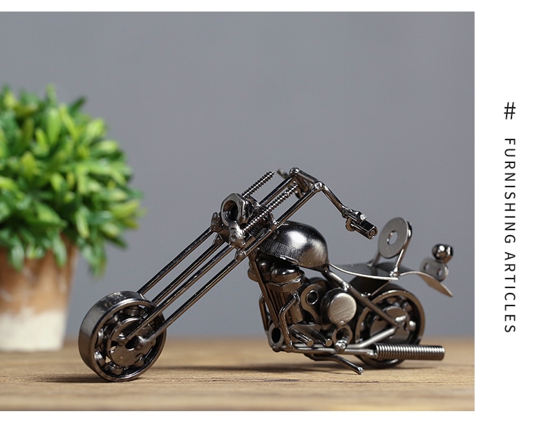 Vintage Motorcycle Model Iron Motorbike Prop Welding Crafts Kids' Toy Cafe Office Bar Shobo Home Decoration Christmas Gift