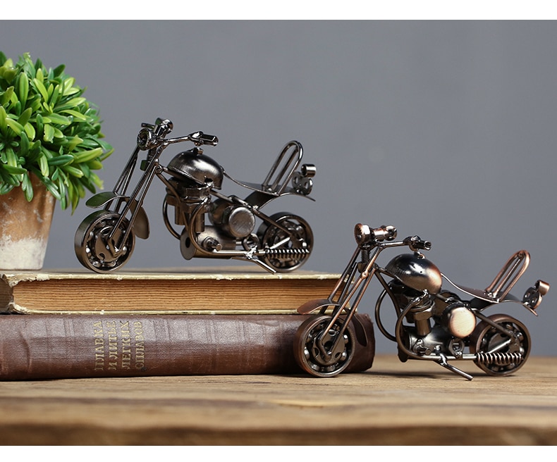 Vintage Motorcycle Model Iron Motorbike Prop Welding Crafts Kids' Toy Cafe Office Bar Shobo Home Decoration Christmas Gift