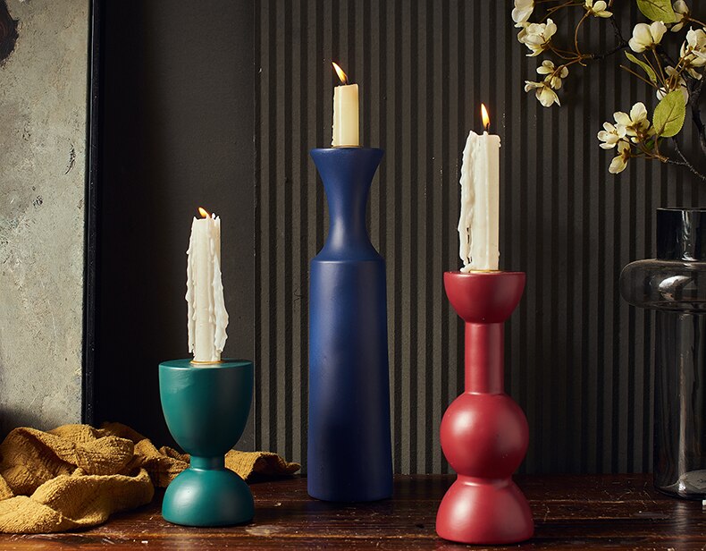 Classic Resin Candlestick Home Decoration Accessories Modern Candle Holders Living Room Decorative Nordic Wedding Table Decorate