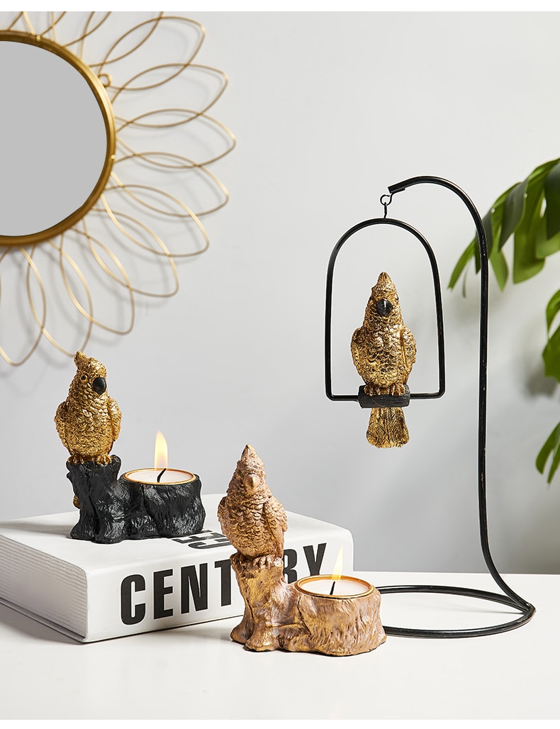 Resin Bird Model Candlehooks Home Decoration Modern Room Desk Decorative Romantic Candlesticks Valentine's Day Wedding Decor
