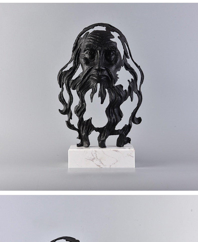 Luxtry Gold Black Einstein Da Vinci Face Sculptures Marble Statue Metal Crafts Home Hotel Office Decor Furnishings Accessories