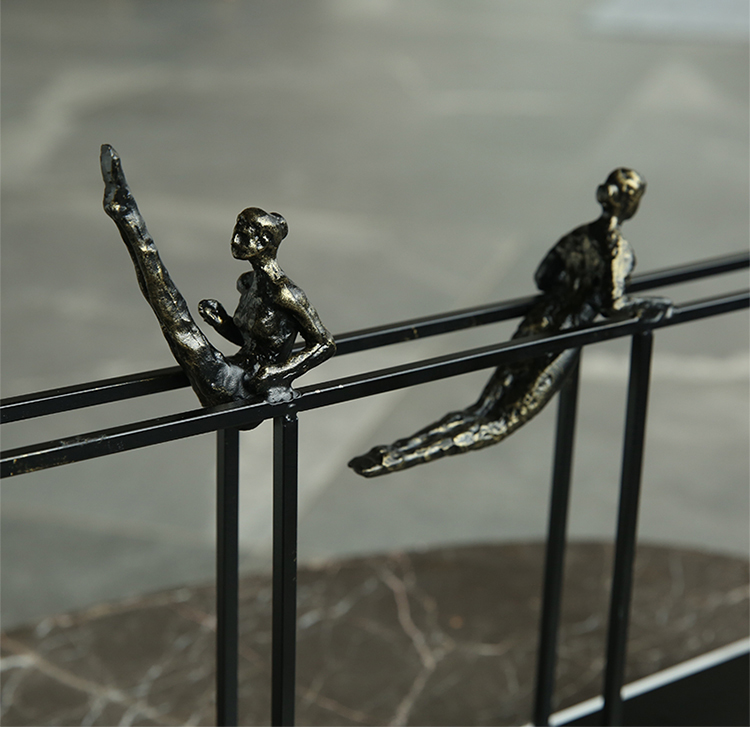 4 Abstract Female Athletes Doing Parallel Bars Statue For Home Sculpture Escultura Home Gymnastics Figures Decor Accessories