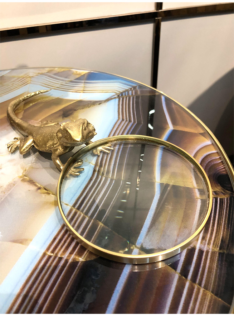 Luxury Golden Crocodile Gecko Lizard Window Home Decoration Metal Crafts Magnifier Personality Creative Decoration Accessories