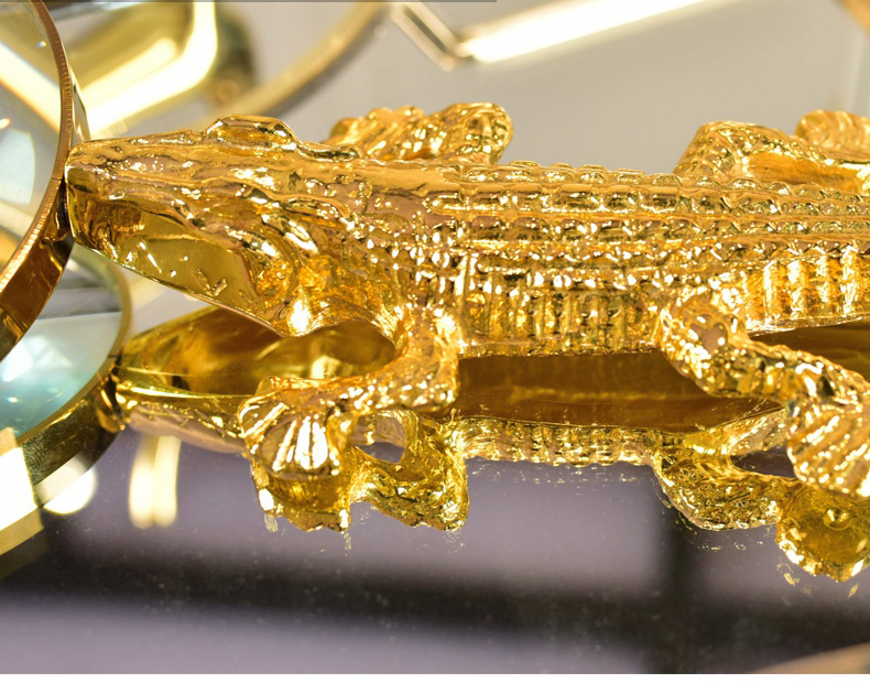 Luxury Golden Crocodile Gecko Lizard Window Home Decoration Metal Crafts Magnifier Personality Creative Decoration Accessories