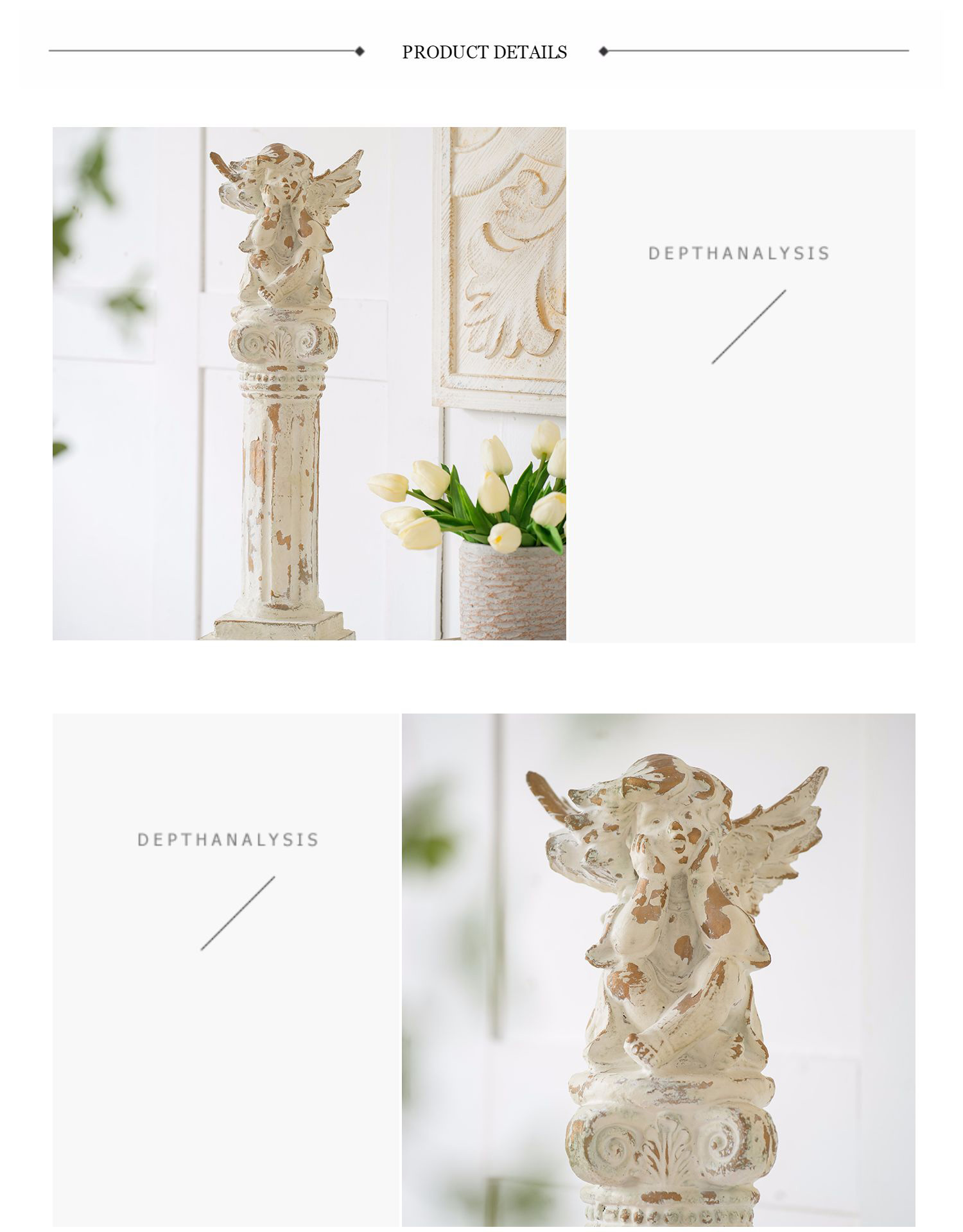 Home Garden Decoration Accessories Angel Boy Sitting On Roman Column Think Figurine Living Room Ornament Objects Sculpture Gifts