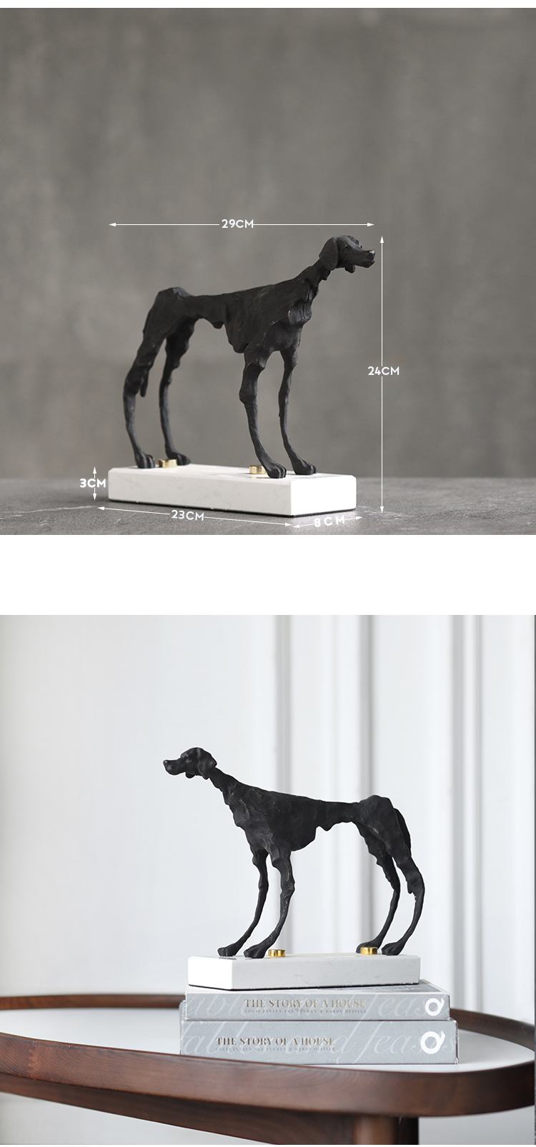 Home Decor Accessories Art Abstract Metal Dog Stand Look On White Marble Statue Decor Figurine Living Room Ornament Gifts