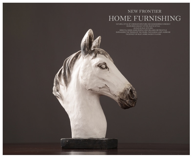 Home Living Room Desktop Decor Sculpture Zebra Horse Head Statue Decoration Accessories Resin Large Animal Figurine Craft Gift