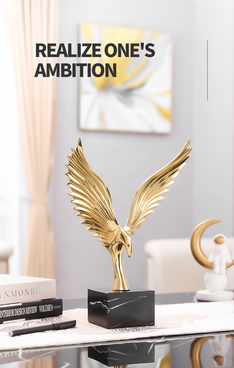 Copper Abstract Wings Statue Office Desk Decorative Marble Ornament Accessories Gift Home Decor Figurine Living Room Ornament
