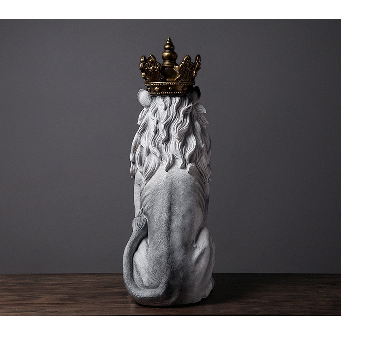 Modern Large Floor King Of The Forest 80cm Statue Ornaments Wearing A Crown Lion Sculpture New Home Decoration Accessories Gifts