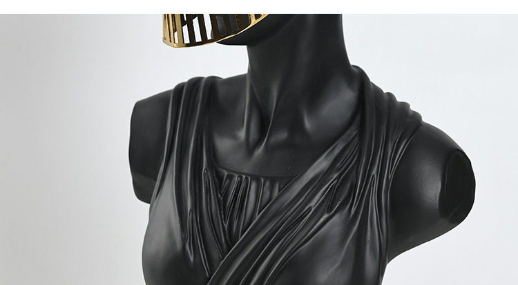 52cm Nordic Portrait Sculpture Of Venus Wearing Golden Mask For Home Living Room Bedroom Office Hotel Decoration Marble Crafts
