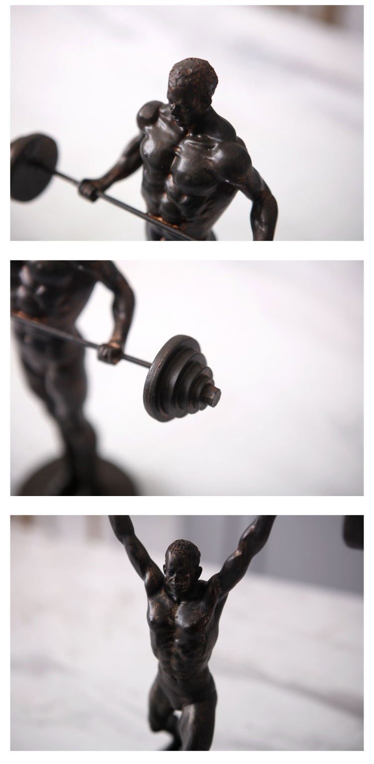 Retro Strong Athlete Figurines Desktop Home Decor Accessories Living Room Hotel Office Weightlifting Character Sculpture Gift