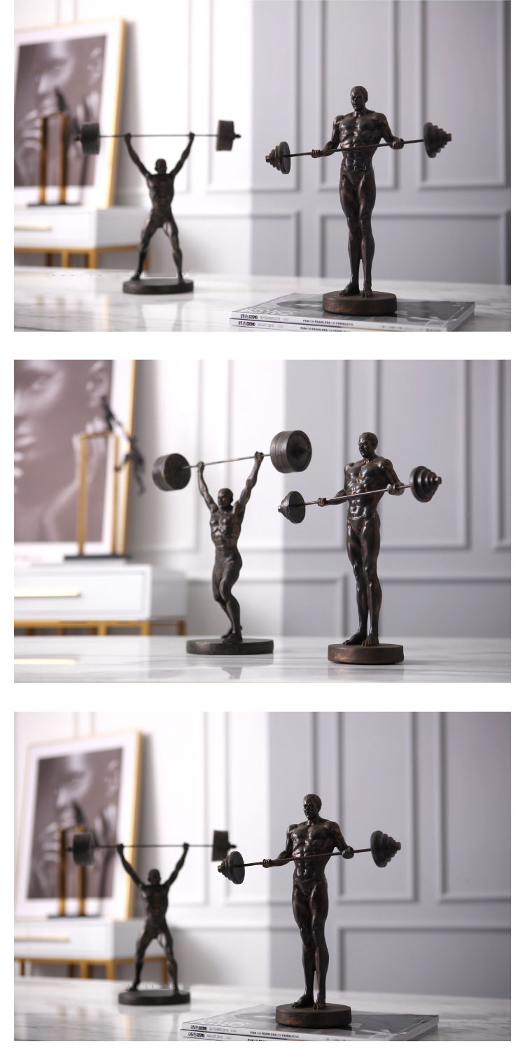 Retro Strong Athlete Figurines Desktop Home Decor Accessories Living Room Hotel Office Weightlifting Character Sculpture Gift