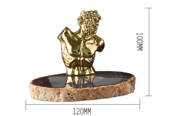 European Characters Gold Copper Caracalla Apollo Athena Raoccon Statue Home Crafts Room Decor Objects Office Agate Accessories