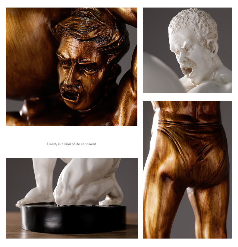 Modern Creative Hercules Man Holding A Ball Statue Home Crafts Room Decor Objects Office Resin Strong Athletic Figure Sculpture