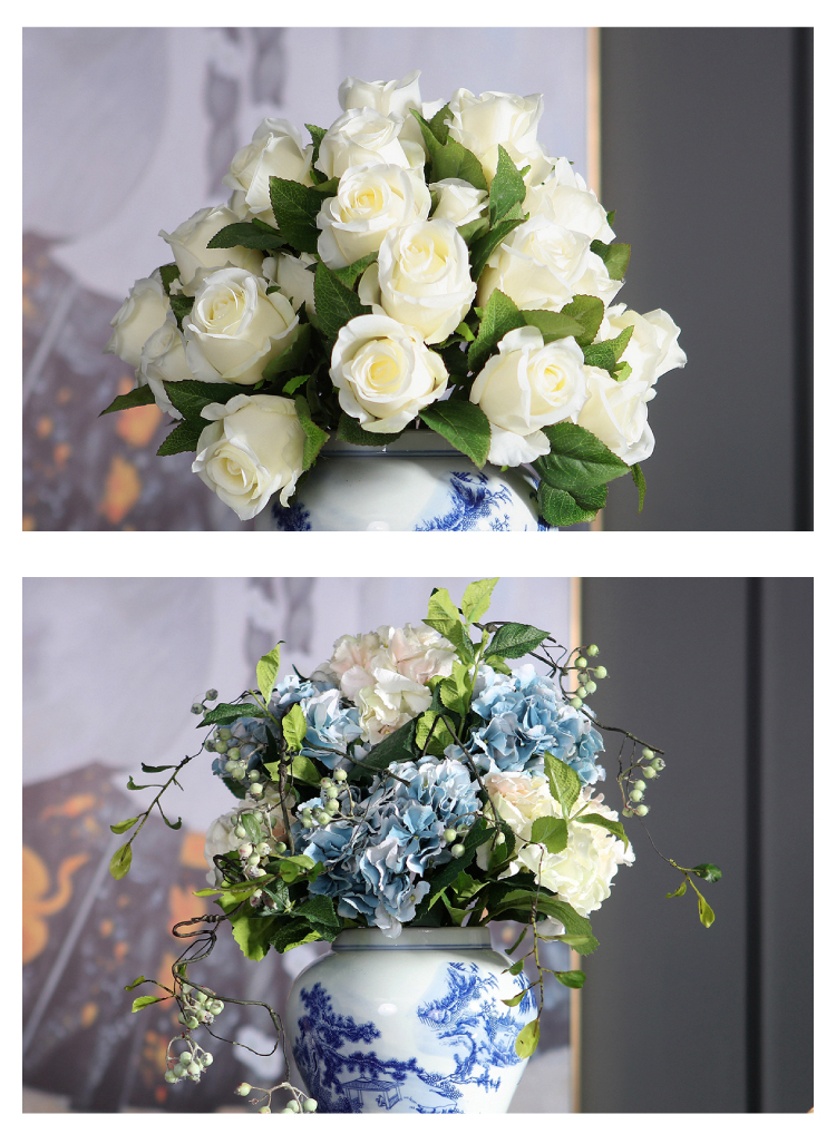 Luxury Vase Home Flower Arrangement Flower Living Room Modern Blue And White Porcelain Home Decoration Accessories Jar Ornaments