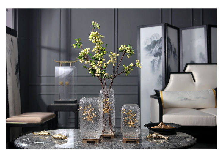 Luxurious Home Decor Art Vase Flower Vases Ornaments Inlaid Metal Diamond Butterfly And Flowers Plants Holder Glass Container