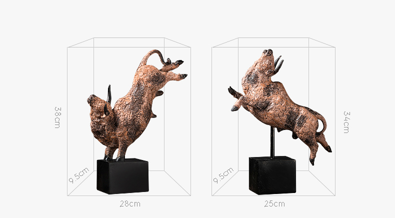 Running Wild Bos Grunniens Crafts Resin Statue Home Decor Art Bullfight Sculpture Home Living Room Decoration Accessories Gifts