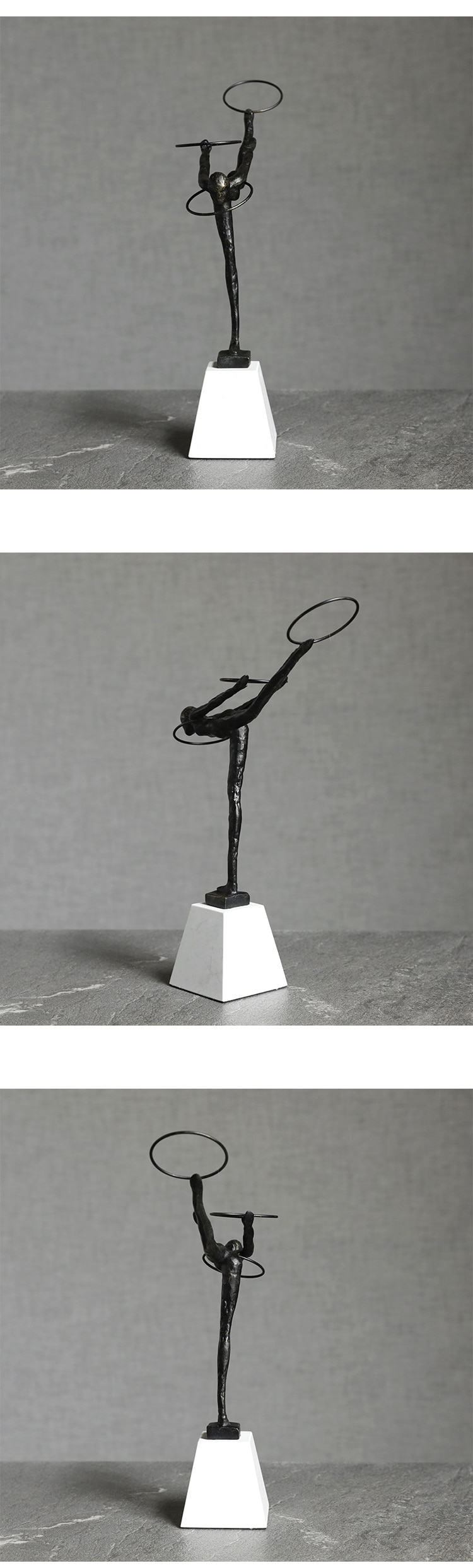 Abstract Sport Character Stand On Marble With One Hula Hoop Figurine Statue Home Living Room Decor Craft Modern Desktop Ornament