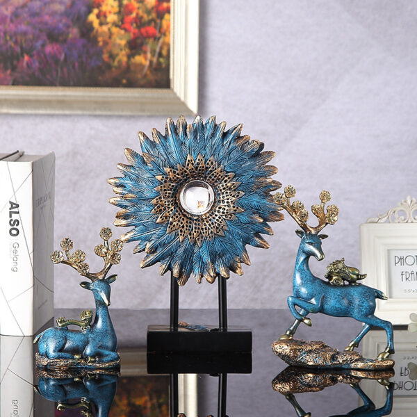تمثال الغزلان مع الزهور الازرق ديكور و اكسسوارات