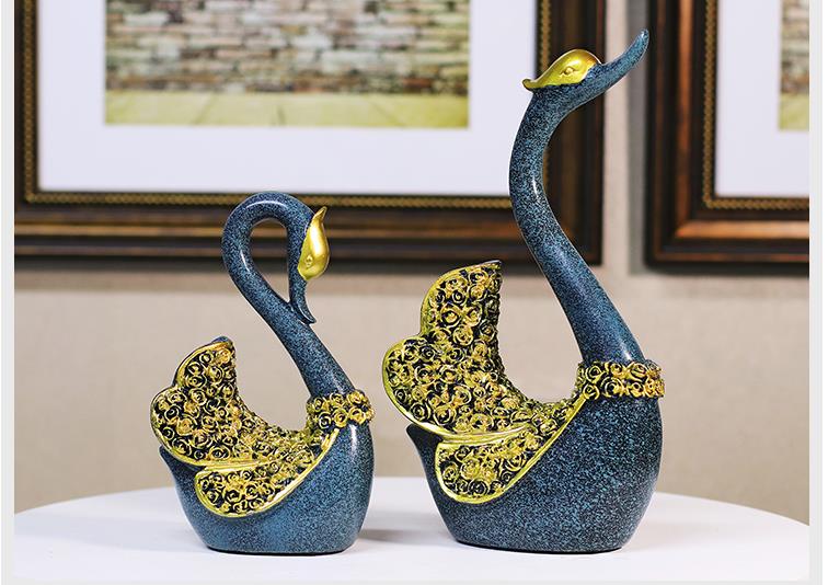 European luxury Creative resin ornaments in the shape of a swan home decoration crafts TV cabinet office statues accessories wed