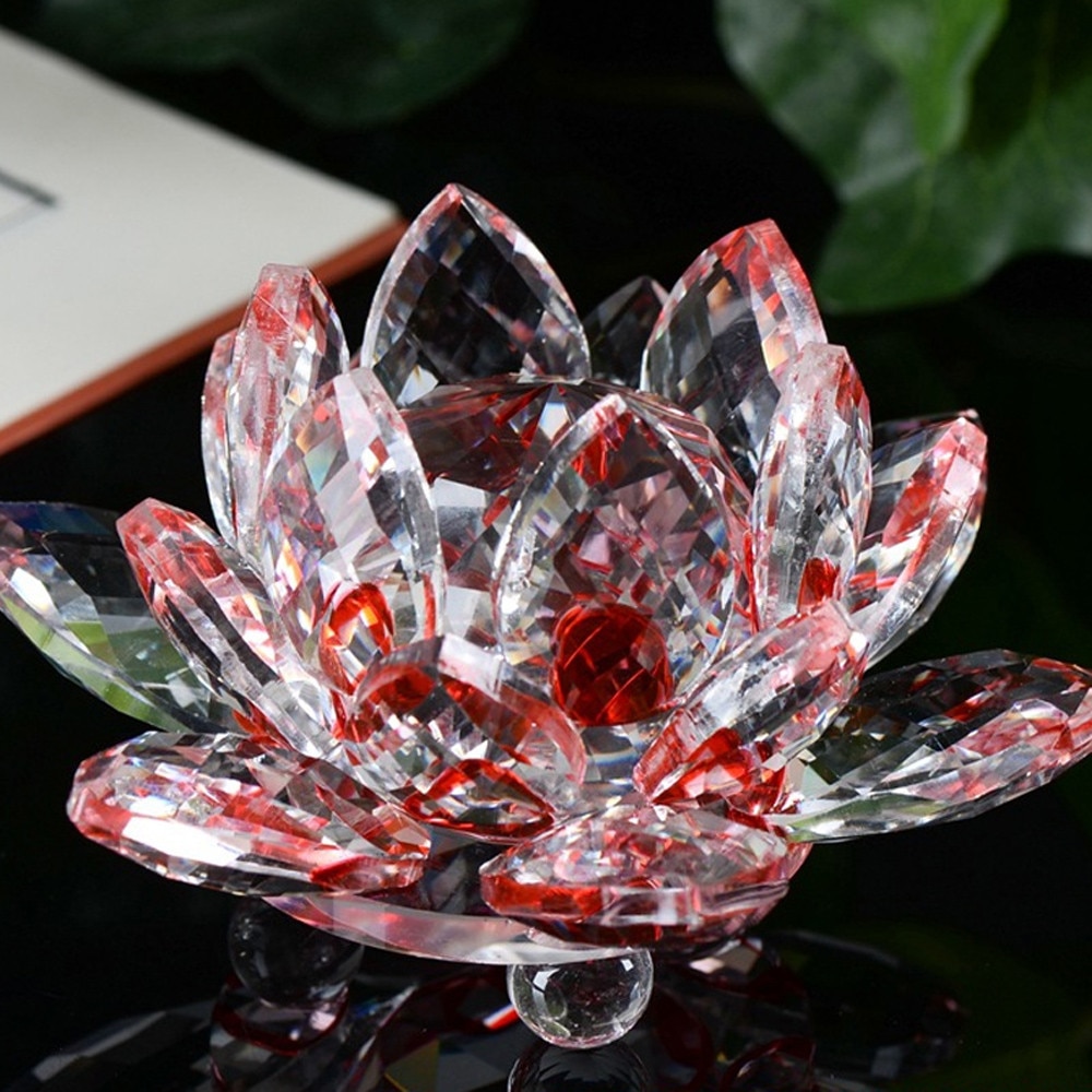 Lotus Crystal Glass Figure Paperweight Ornament Feng Shui Decor Collection Vintage Home Decor Accessories Craft Figurine #10