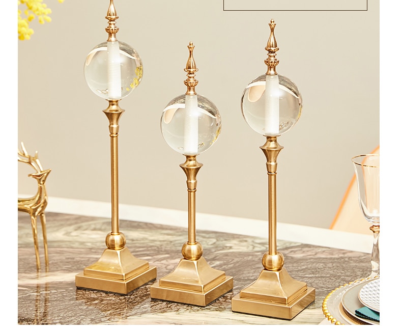 Crystal Ball With Gold Metal Stand Ornament Decoration Modern Fashion Simple Furnishings Home Decor Accessorie Crystal Art Craft