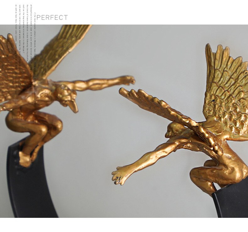 Two Gold Angels Stand On A Semicircular Metal Balance Bracket Ornaments Modern Home Decor Marble Craft Ornaments Statues