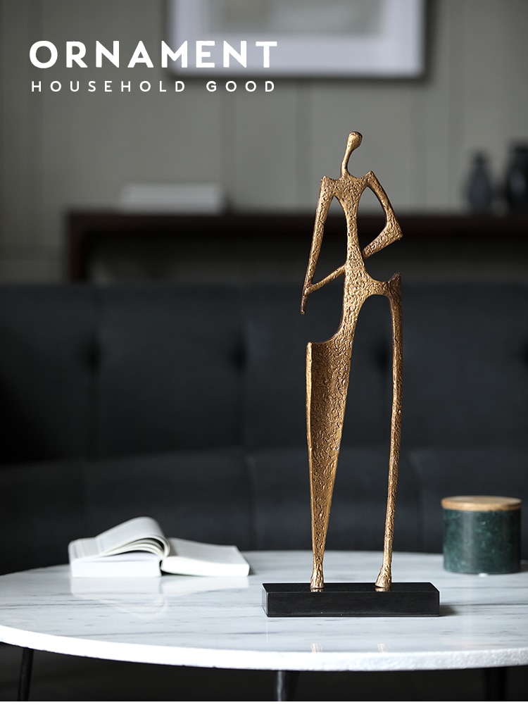 Modern Gold Abstract Figures Statue Decoration Lving Room Hotel Office Desktop Marble Ornament Home Decoration Crafts Layout