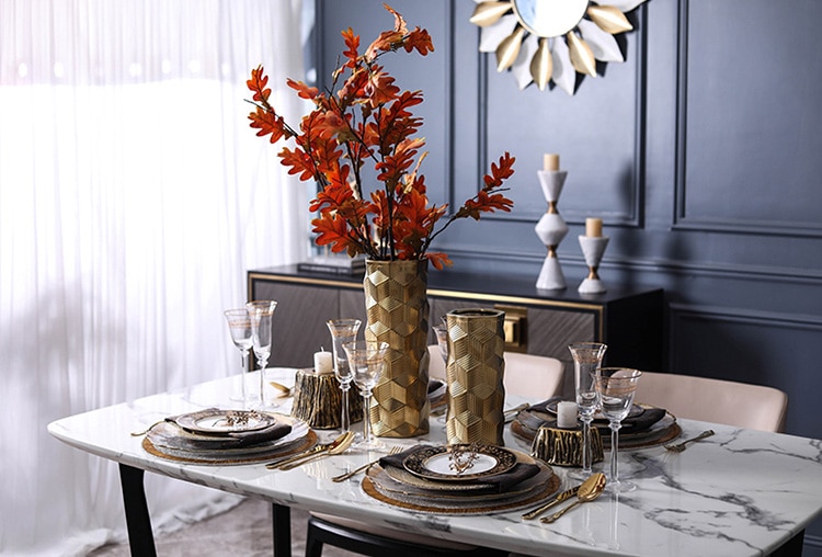 Modern Plating Matt Gold Metal Texture Hammer Pattern Ceramic Vase Decor Home Furnishing Soft Decoration Living Room Ornament