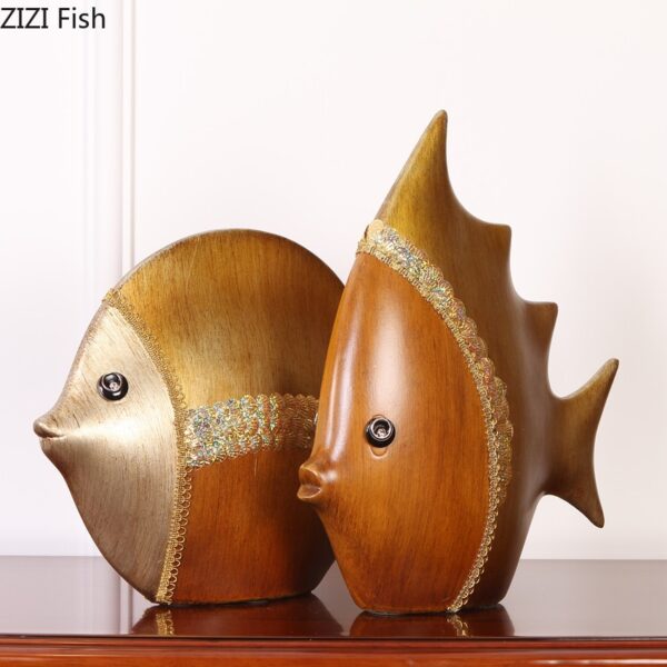 High-end European Ornaments Creative Home Decorations Ceramic Crafts Couple Fish TV Cabinet Ornaments Wedding Gifts اكسسوارات منزلية