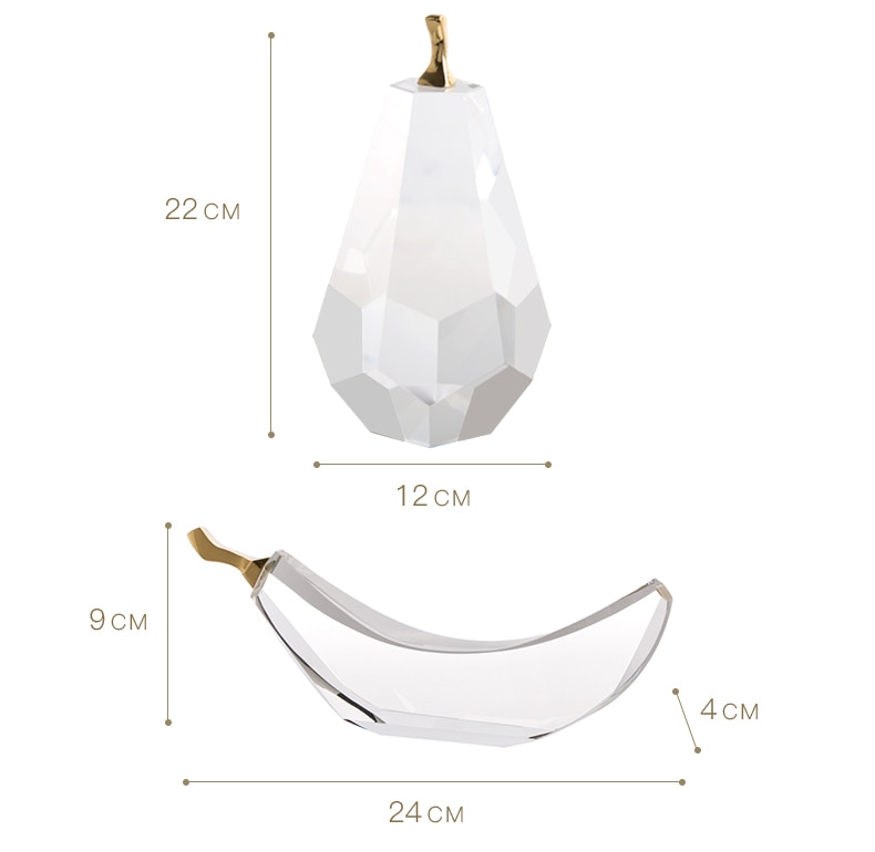 Geometric Pear Banana Apple Figurines For Home Living Room Office Desktop Decor Accessories Modern Crystal Wedding Birthday Gift